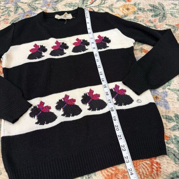 Vintage Scottie Dog Sweater Hand Embroidered Crewneck Pullover Black Shirlee Med - Picture 3 of 6